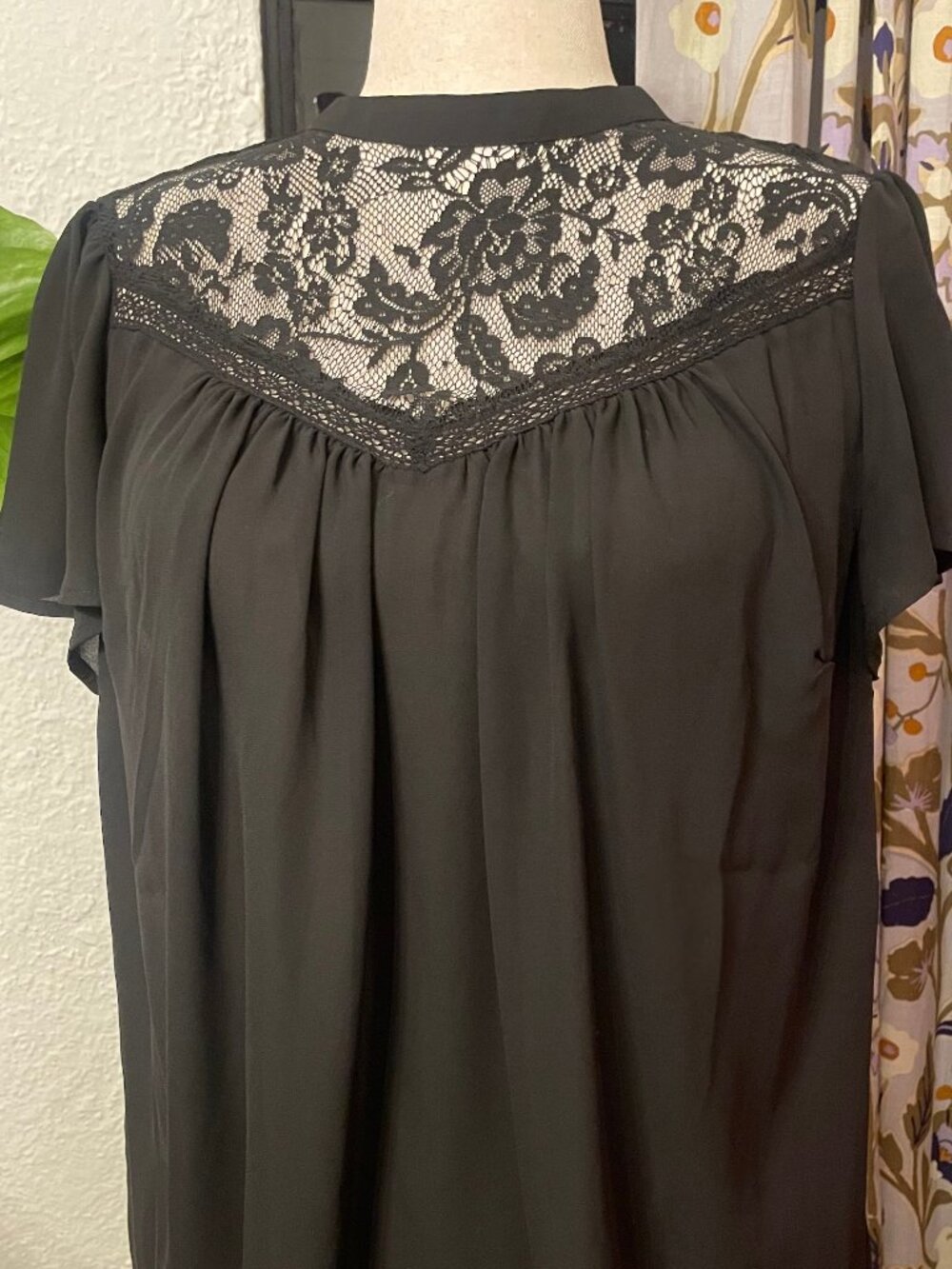 Torrid Black Lace Inset Mock Neck Victorian Blouse Gothic Whimsigoth Retro NWOT